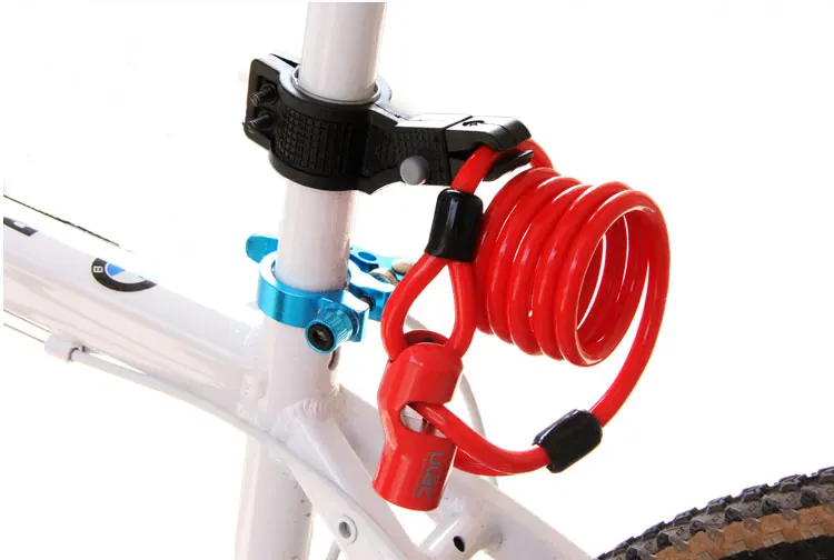 ULAC Оптимальная мощность велосипедный Противоугонный замок кабель замок цепь в то же время многие Велосипедные замки L2N более длинный замок - Цвет: red