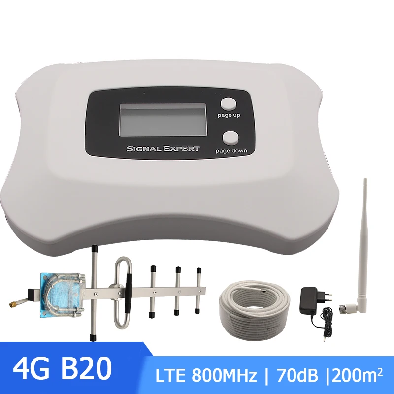 

4G LTE 800 Signal Repeater Band 20 Fast 4G Network 800mhz Mobile Signal Booster 70dB Gain LCD Display 4G Amplifier Set For Home