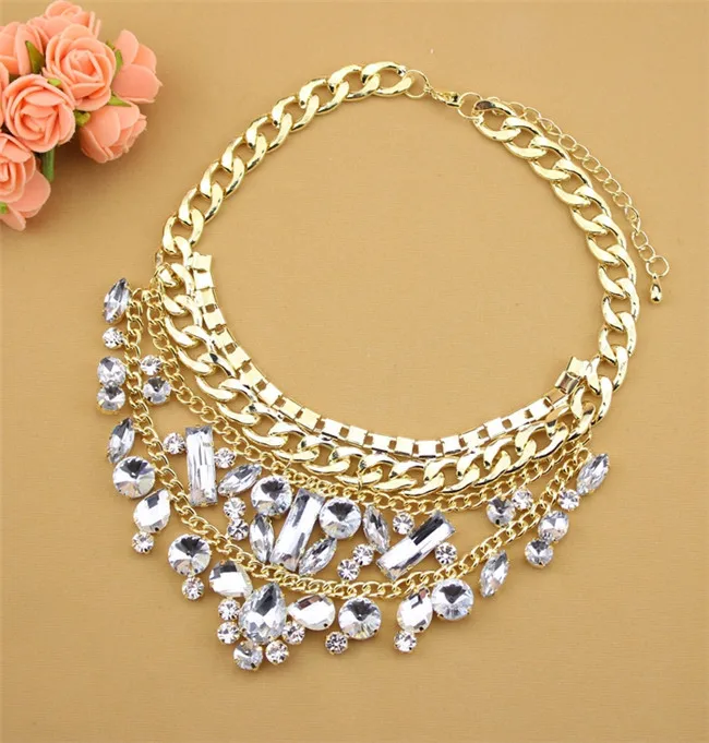 Summer 2014 design fashion luxury jewelry necklace white crystal collar