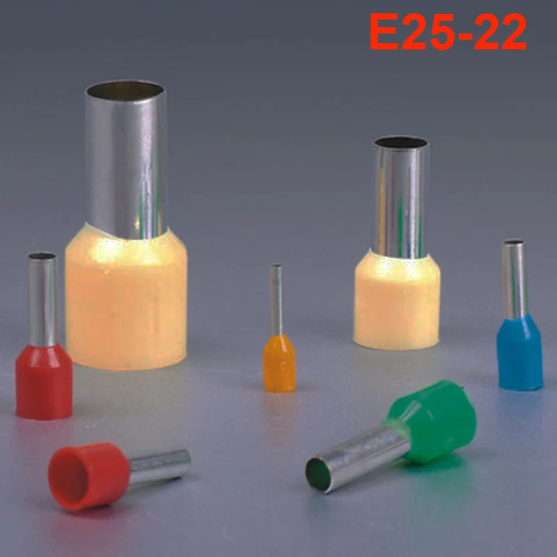 

E25-22 Ferrule Terminal Cord End Terminal 200pcs AWG4 25mm Copper Brass Wire Copper Insulated Crimp Pin Connector Terminals