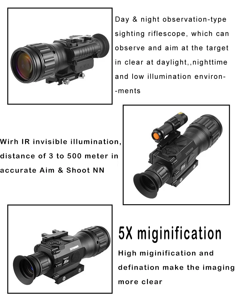 ZIYOUHU инфракрасное ночное видение винтовка Оптика прицел цифровая функция прицельное устройство Прицельный телескопический прицел ночного видения Монокуляр