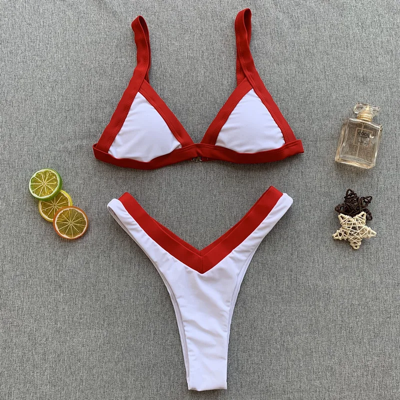 Женский купальный костюм из кусков, раздельный, сексуальный, открытая спина, мини, высокая растягивающаяся Талия, бикини, Maillot De Biam Femma, купальник - Цвет: Red