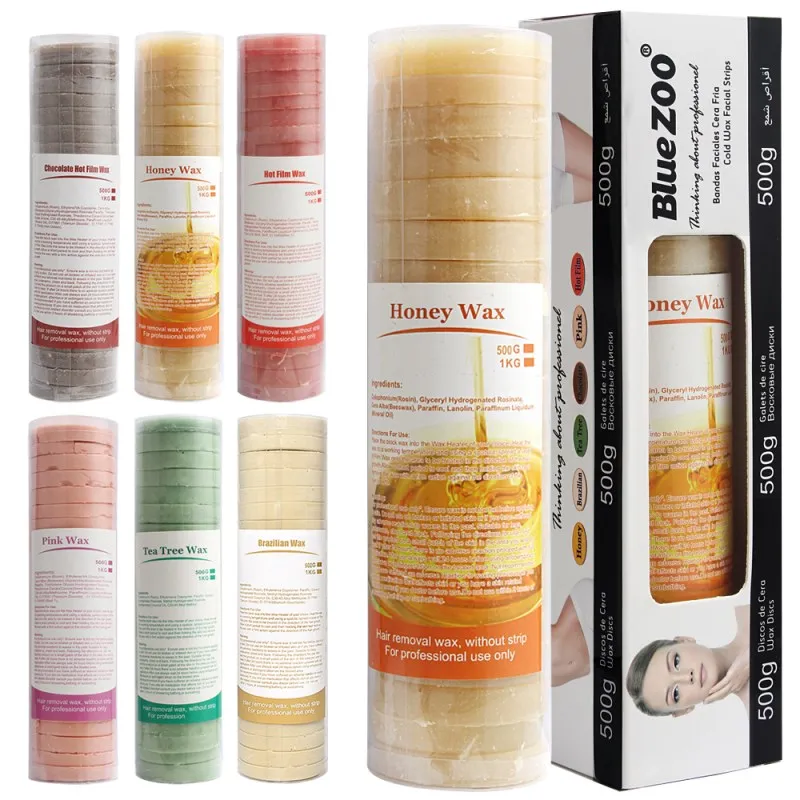 

Hot Film Hard Wax Cake 500g No Wax Strips Paper 6 Flavor Natural Brazilian Wax Bikini Facial Hair Remover Depilatory Cream