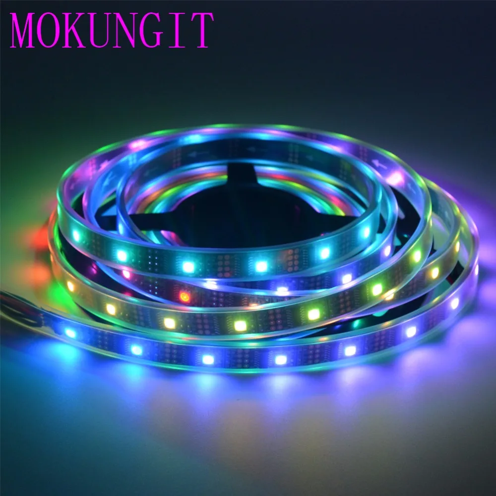 Mokungit возможностью погружения на глубину до 30 м, 5 м/рулон DC5V WS2801 160 5050 SMD RGB светодиодные ленты индивидуально адресуемых 32 светодиодов/M программирования Arduino ambilight ТВ свет