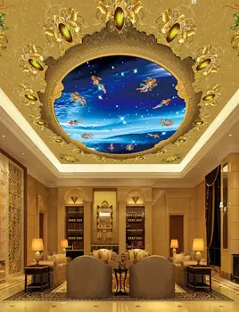 

Custom 3d wallpaper 3d ceiling wallpaper murals Sky angel living room ceiling frescoes on European decorative pattern wall decor