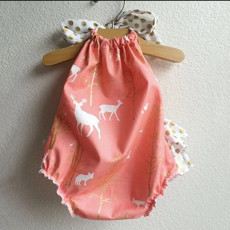 

Newborn Cute Baby Girls Clothes Costume Overalls Floral Hanging neck Romper