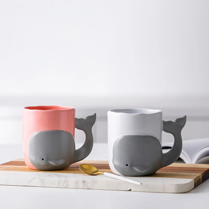 Креативная чашка с Китом, керамические кружки, чашка для чая, кофе, чашка для завтрака, чашка для молока, парные чашки, кружки с маленькой русалочкой, керамические кружки, Мультяшные керамические