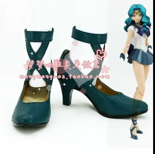 Аниме Salior Moon Sailor Neptune/Kaiou Michiru Вечерние туфли темно зеленого цвета для косплея