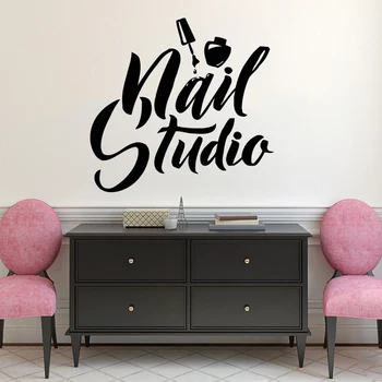 

Nail Art Polish Wall Sticker Beauty Salon Decor Manicure Pedicure Vinyl Wall Mural Nail Studio Logo Wall Windows Decal AY1618