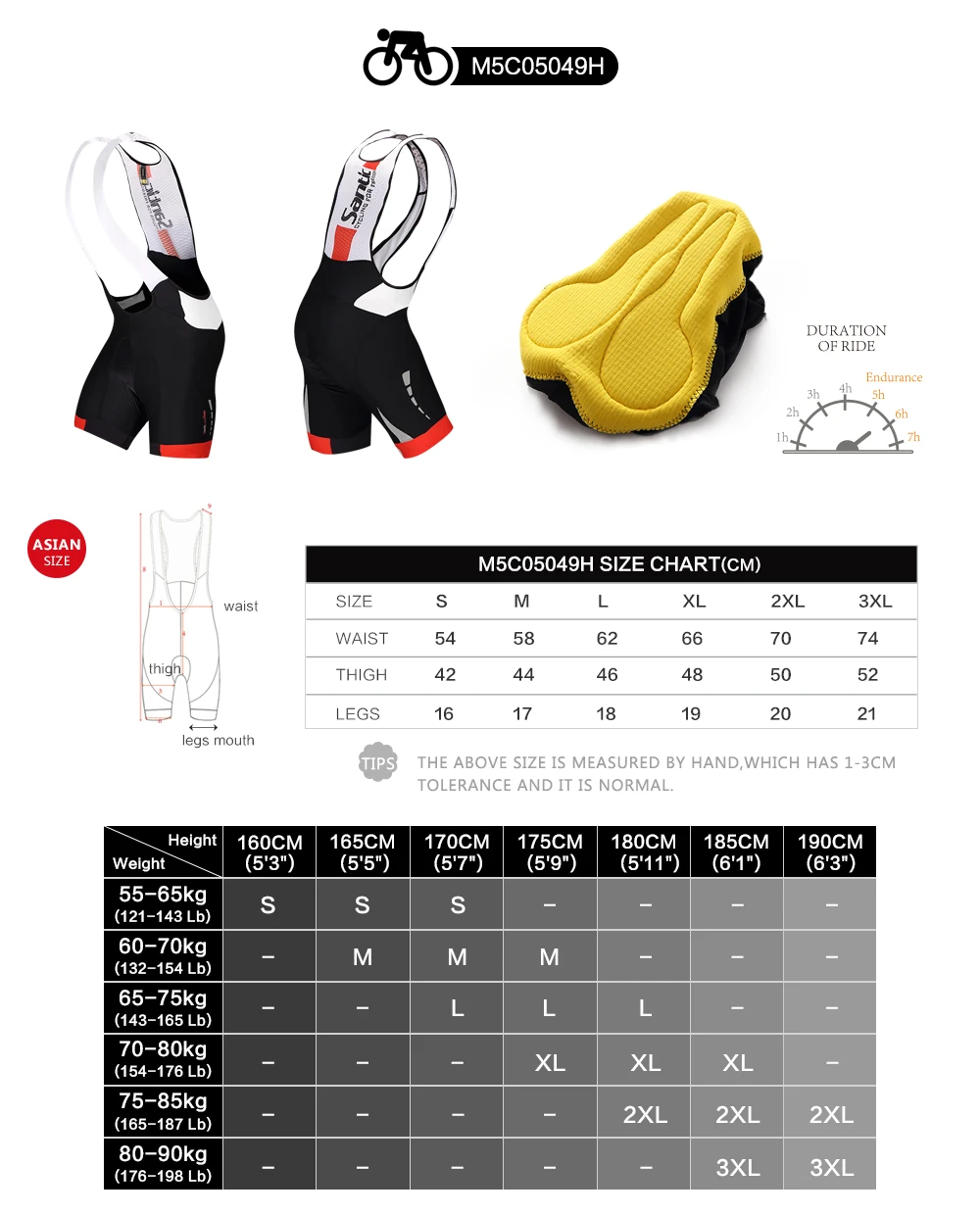 Santic Men Cycling Bib Shorts MTB Padded Breathable Mesh Mountain Road Bicycle Bike Short Cycling Bib Short mtb Ciclismo