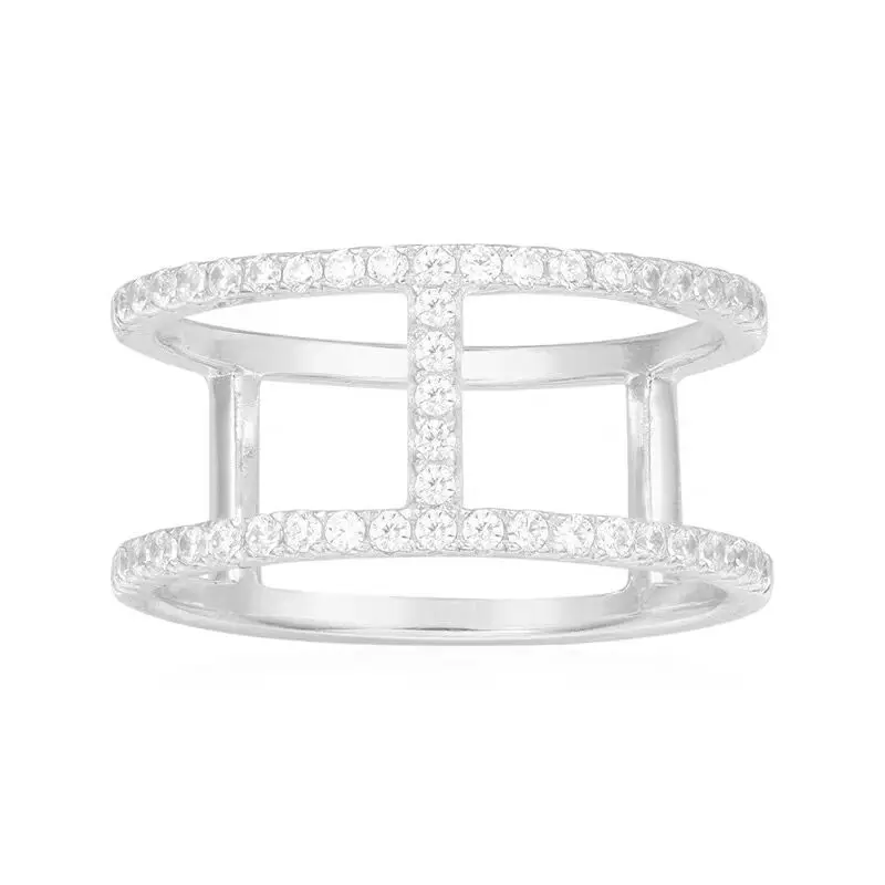 

JEM original 100% 925 sterling silver 1:1 APM ring fashion jewelry geometric line series high quality H diamond ring