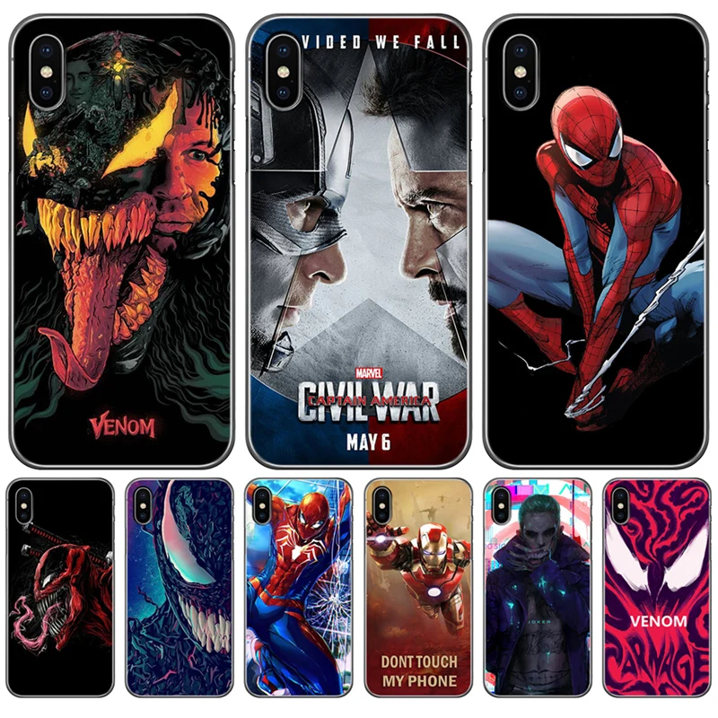 Iron Man For iPhone 5 5S SE 6S 6 Plus 7 8 X XS Max XR phone case Cover Cool funda shell coque Joker venom marvel Spiderman capa |