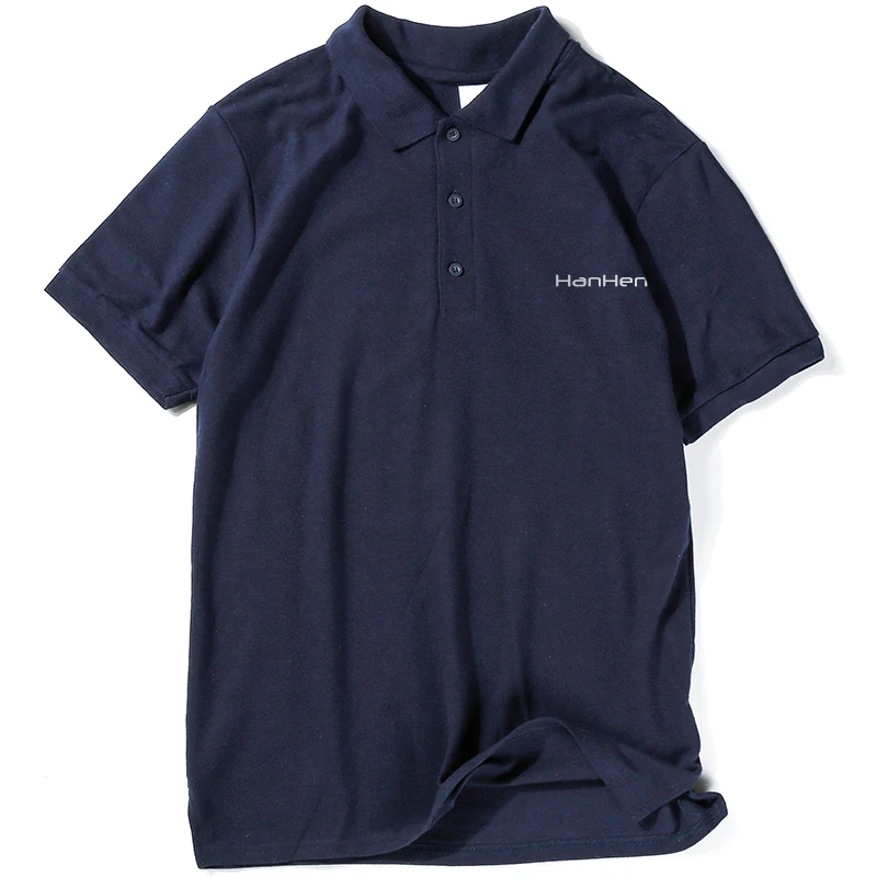 

HanHent Embroidery Logo Polo Shirt Men 100% Cotton Business Casual shirt Office Short Sleeve Solid Color Polo Shirts Brand