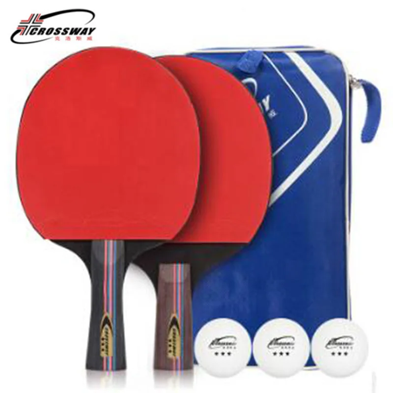 

Rubber Table Tennis Racket Blade 1 Pair Ping Pong Bat Pen-hold Horizontal Compound Grip Raquete With Bag Balls