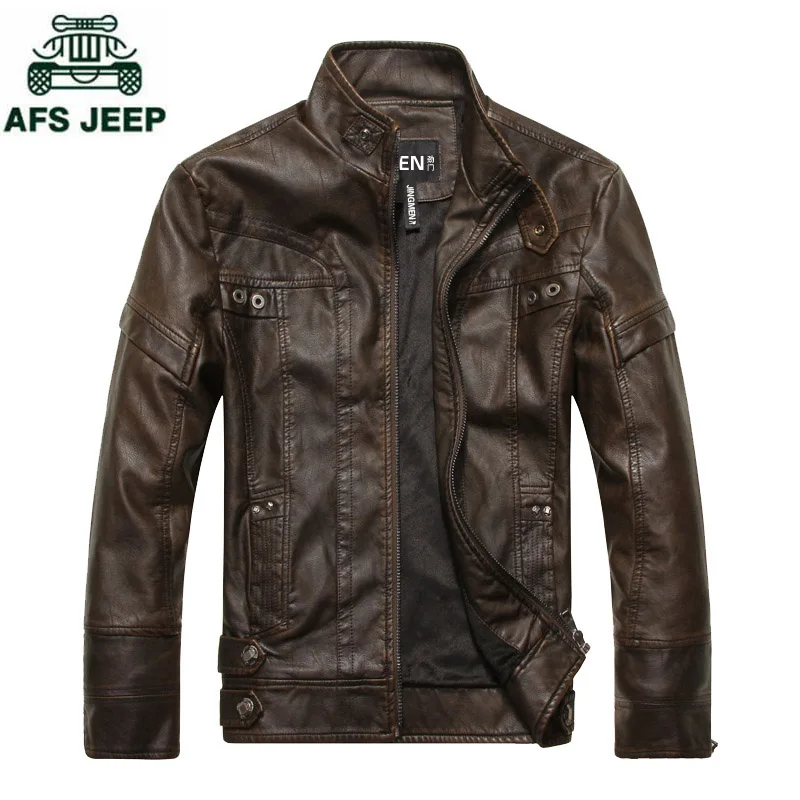 

Brand 2018 Spring Autumn Motorcycle Leather Jacket Men Casual Slim Fit mens Leather Jackets Stand Collar Bomber Jacket Plus Size