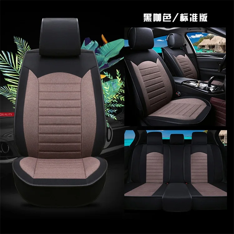 Универсальные льняные чехлы для сидений автомобиля Forlada44vu pickuptrucktotall datsun mido ondo - Название цвета: Хаки