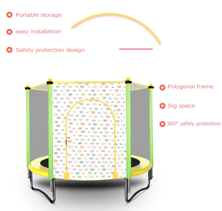 45 дюймов портативный батут домашний батут, открытый фитнес и развлекательные средства, оборудованные защитной сеткой
