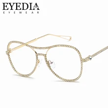 Женские Классические роскошные алмазные металлические очки, прозрачные линзы, сплав, очки, модные винтажные оптические очки для близорукости, солнцезащитные очки, оправа 7007CJ