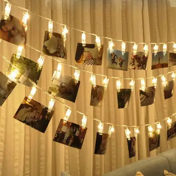 

20 LED Clips Home Deocration Curtain Light Strip USB Charging LED Window Curtain Lights String Photo Clip Lamp Picture Folder