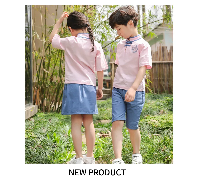 Новый детский сад школьная форма для детей короткий рукав хлопок Uniformes Estudiantes Корейская Униформа Чирлидер униформа