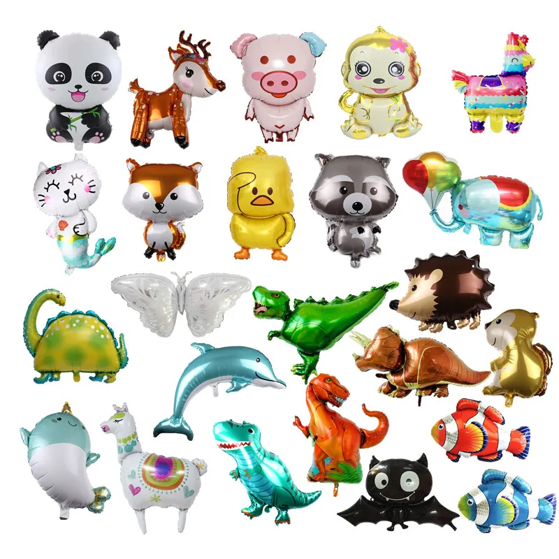 

Cartoon Animal Foil Balloon Panda Fox Elephant Butterfly Dinosaur Helium Balloons for Baby Kids Birthday Party Decorations Gift