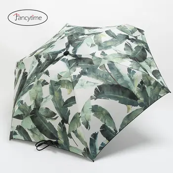 

Folding Women Umbrella Mini Pocket Leaves Parapluie Fancytime Umbrella Women Rain Flower Ladies Umbrella Sun Anti UV WZP075