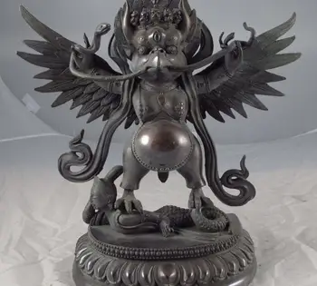 

13 Tibetan Buddhism Temple Old Copper Bronze Lucky Garuda God Buddha Art Statue