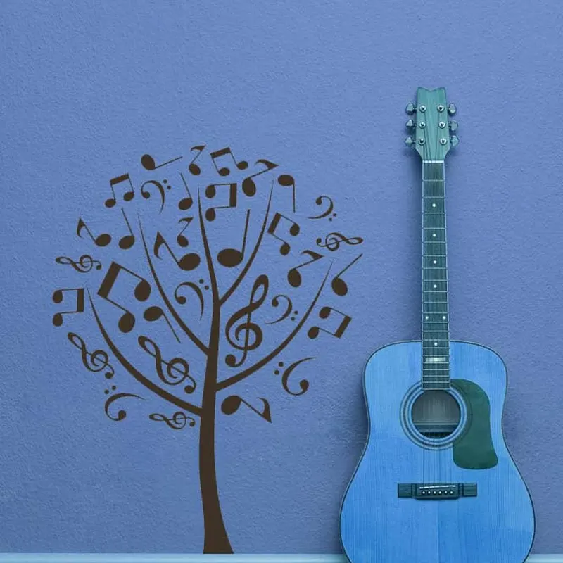 

Music Note Tree Wall Decal Treble Clef Floral Patterns Vinyl Sticker Recording Studio Decor Art Three Styles