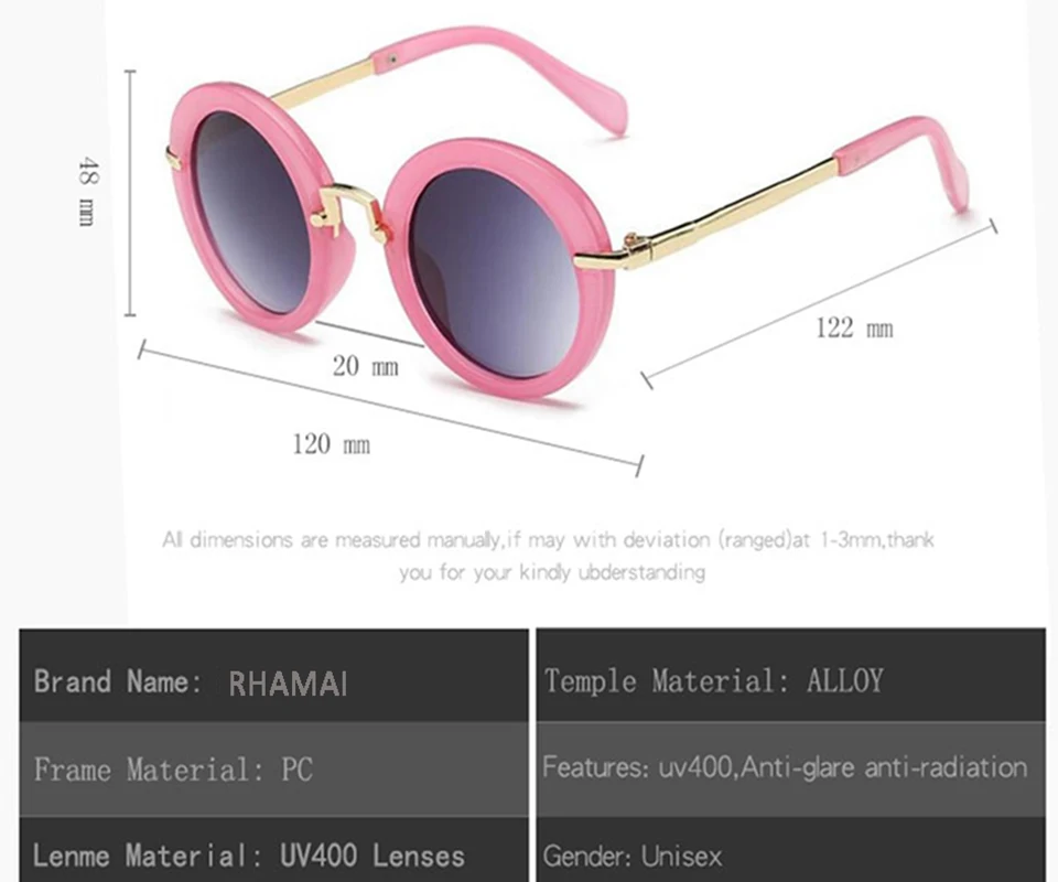 RHAMAI Metal frame kids Sunglasses girls boys glasses Eyewear baby children sunglasses uv400 Sun glasses oculos infantil (1)