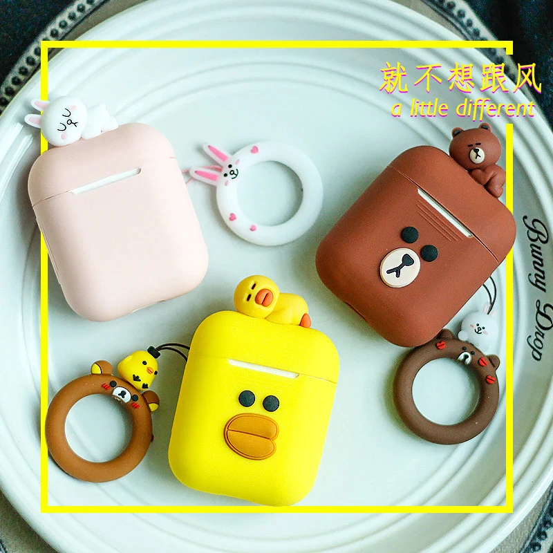 

Cute DIY Silicone Case For Apple Airpods Accessories Special 3D Animal Soft Case Cover with Anti-lost Strap Decoration Gifts Toy