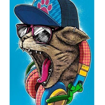 

DIY Diamond Paintings Cute Sunglasses Cat Embroidery Mosaic Diamonds Paste Cross Stitch Wall Art Decoration Handmade Craft Gifts