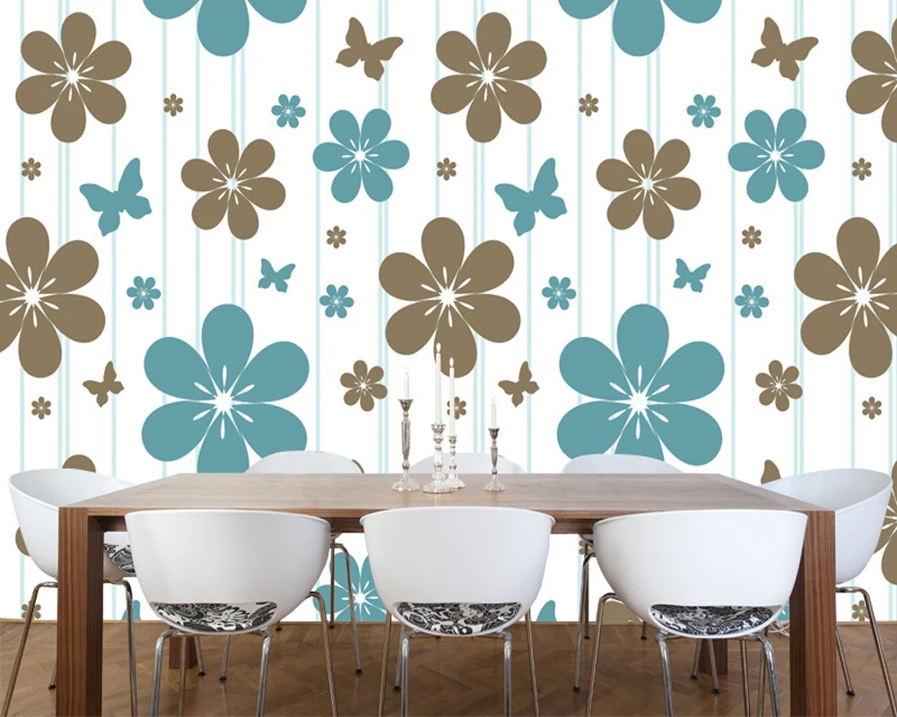 Flower Wallcoverings,flowers And Butterflies Patter,natural Landscape