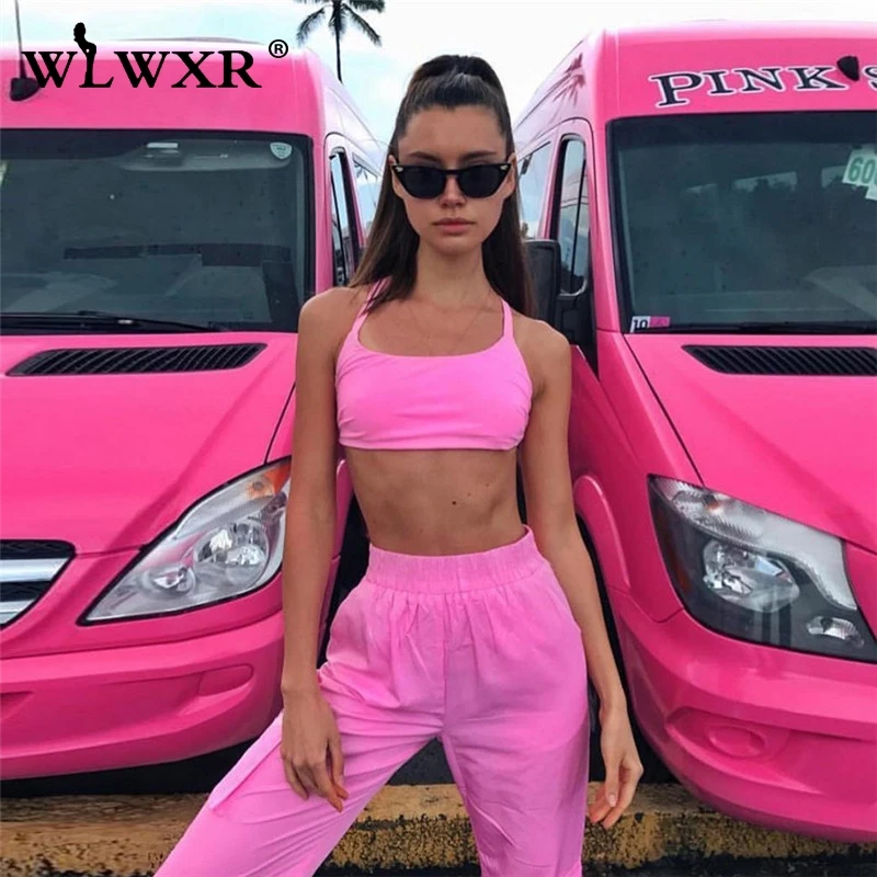 WLWXR уличная одежда Женский комплект 2 шт. костюм сексуальный укороченный топ и