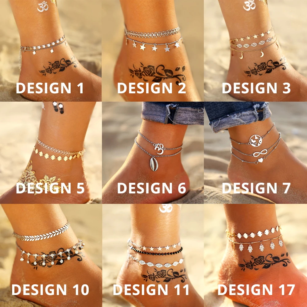 Браслеты анклеты Женские винтажные богемные до щиколотки 17KM|vintage anklet|anklets for womenfoot