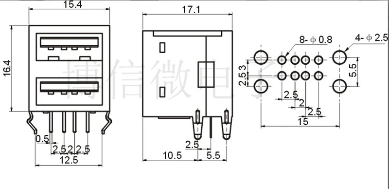 2 шт./лот USB Тип гнездовой разъем 2to1 комплект G43 для подключения данных интерфейс зарядки