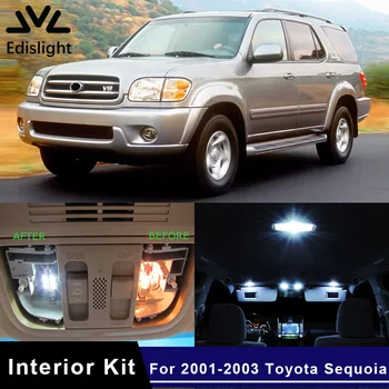 

Edislight 14Pcs White Ice Blue LED Lamp Car Bulbs Interior Package Kit For 2001-2003 Toyota Sequoia Map Dome Door Trunk Light