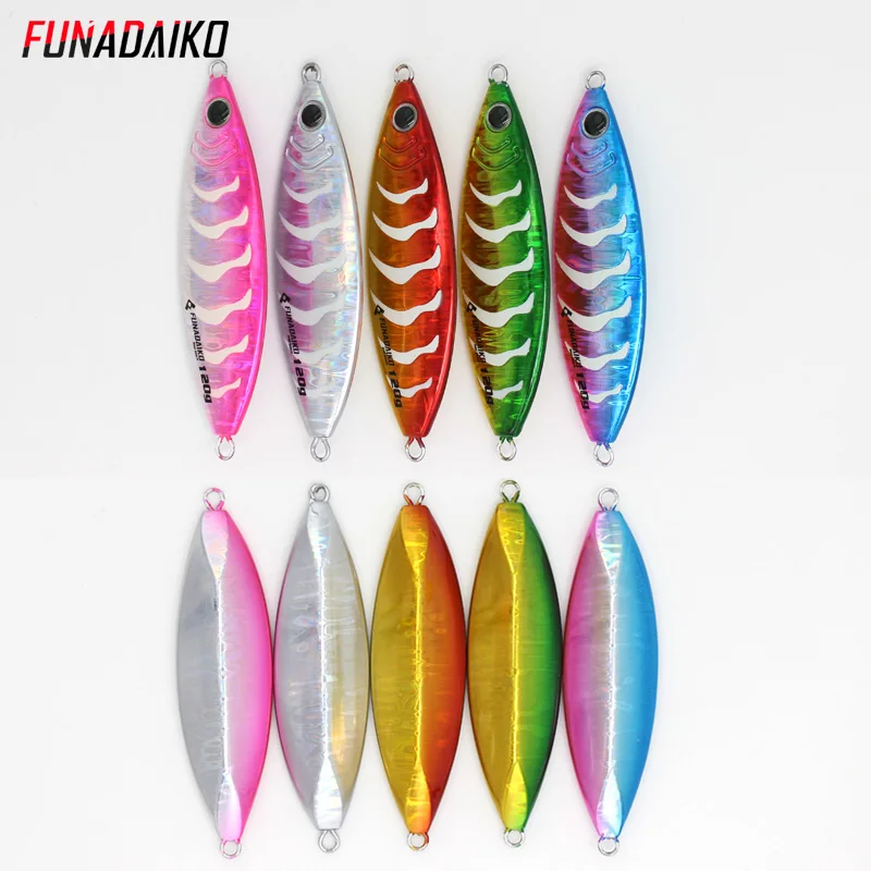 

free shiping 5pcs/lot lead metal jig slow pitch jigging lure artificial fishing lure deap sea trolling lure 80g 100g 120g 150g