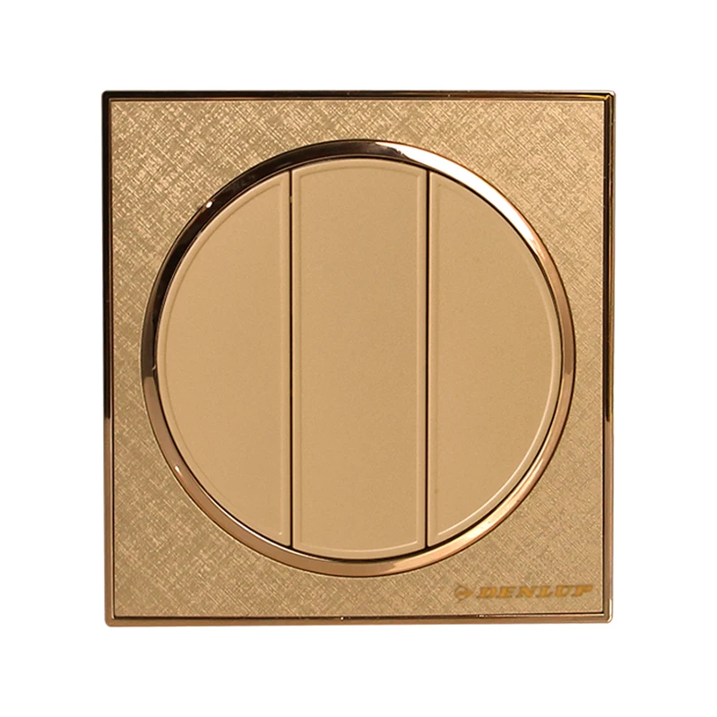 2PCS Luxury champagne gold slim Wall Switch Panel, Light Switch, 3 Gang