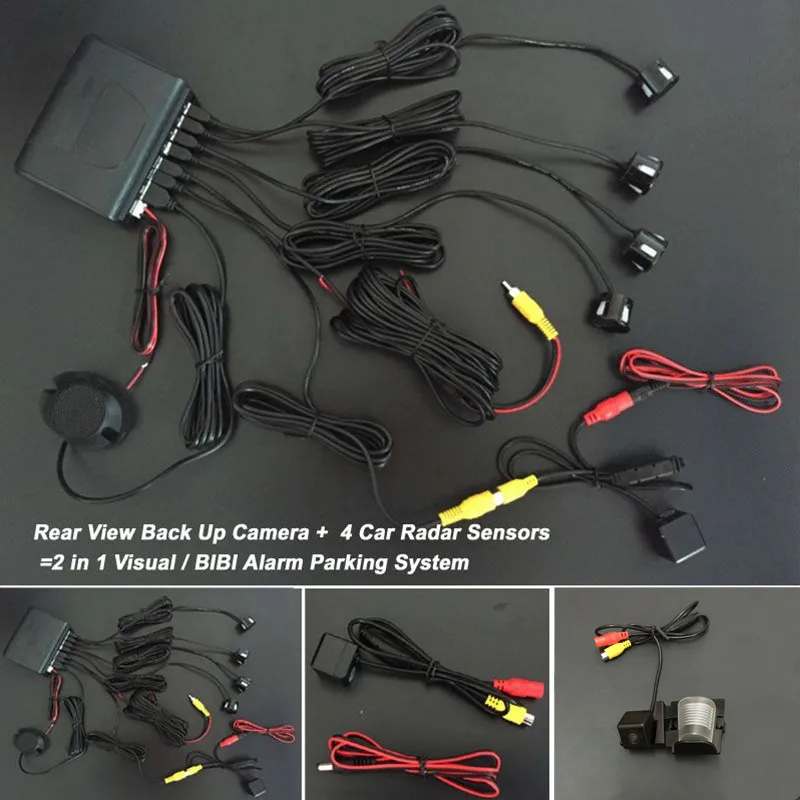 2 in 1 Visual BIBI Alarm Parking System = Car Camera + Sensors For Jeep YJ / TJ JK J8 (Military version) 2013 - 2015 | Автомобили и