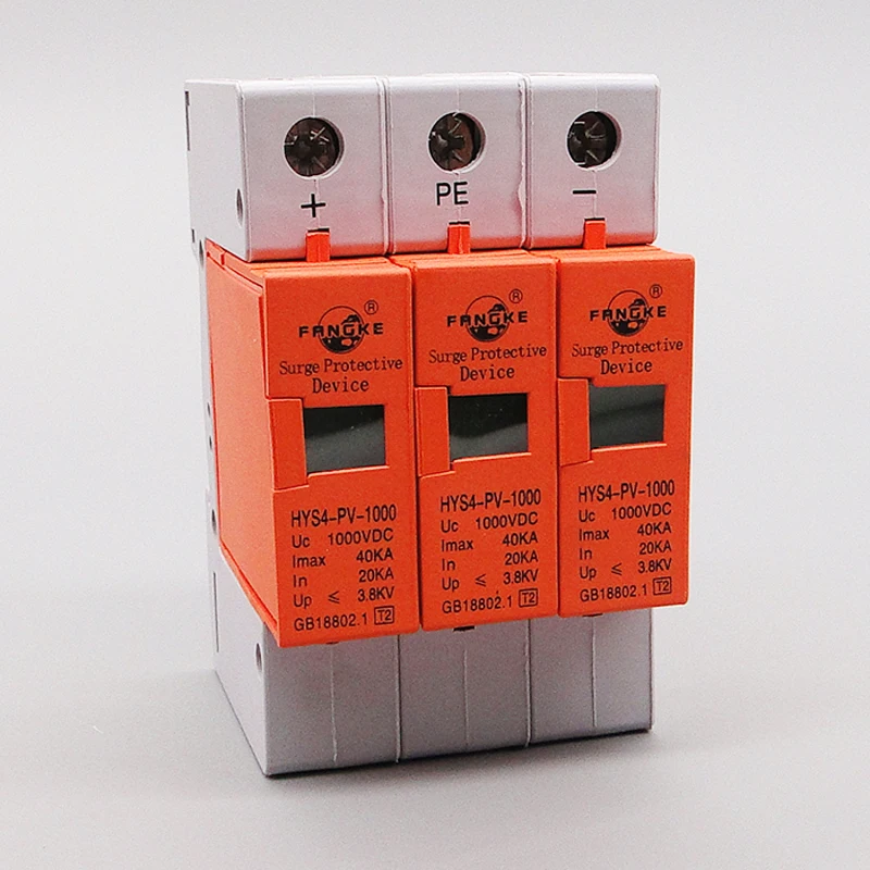 

1 Piece DC 1000V 20KA 40KA 3 pole 4P SPD House Surge Protector 35MM din rail Protective Low-voltage Arrester Device protection