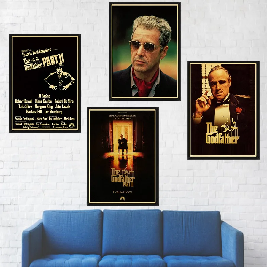 

The Godfather Vintage Classic Old Movie Posters Retro Kraft Paper Jason Statham Picture Living Room Cafe Home Wallpaper