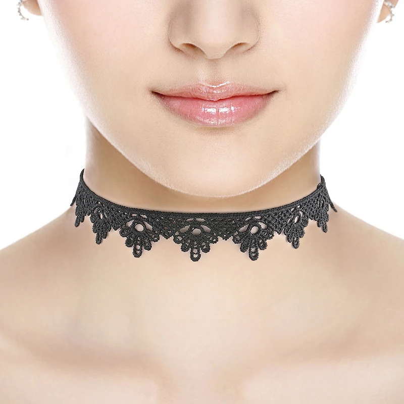 Hot Punk Black Lace Choker Necklace Torques Women Collar Jewelry Women