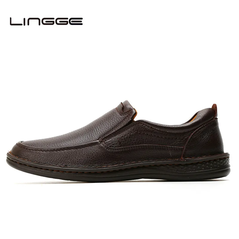 

LINGGE Brand New Men's Casual Shoes, Genuine Leather Men loafers, Slip On Men Oxfords Business Formal Shoes For Men #6068-1