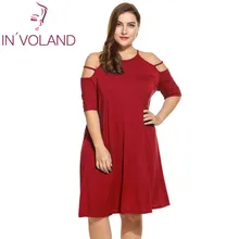 IN'VOLAND женское сексуальное платье более размера d на тонких бретельках с открытыми плечами, с коротким рукавом, повседневные платья Feminino Vestidos, большие размеры 4XL