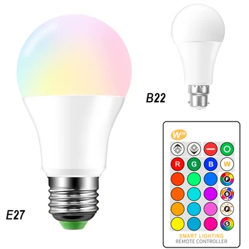 

Dimmable Ampoule LED Smart Lights LED Lamp E27/B22 RGB/RGBW LED Bulb 5W 10W For Home Holiday Decoration With Remote
