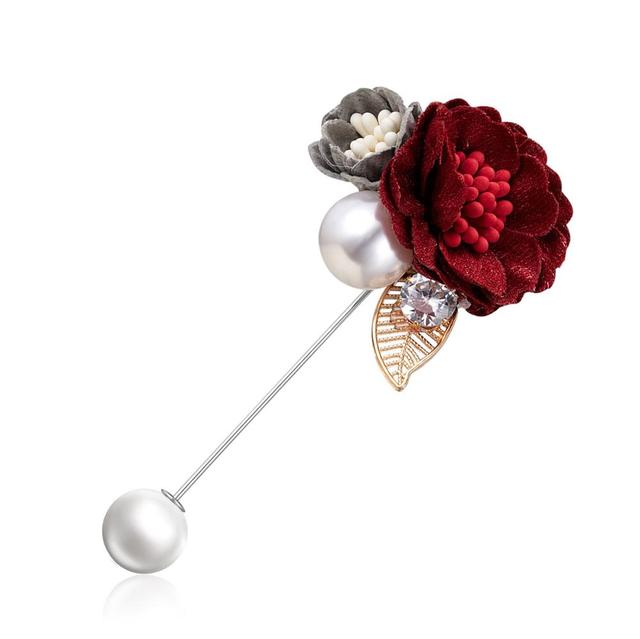 Charm Lady Cloth Art Pearl Fabric Flower Brooch Pin Women Cardigan Shirt Shawl Coat Lapel Pin Jewelry Accessories Gifts