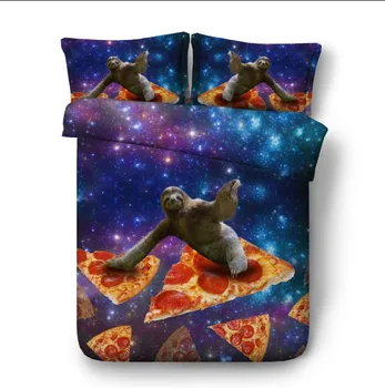 

3D Sloth Bedding set Kids Stars Pizza Luxury quilt duvet cover bed in a bag sheet linen Super King Queen size twin double 4PCS