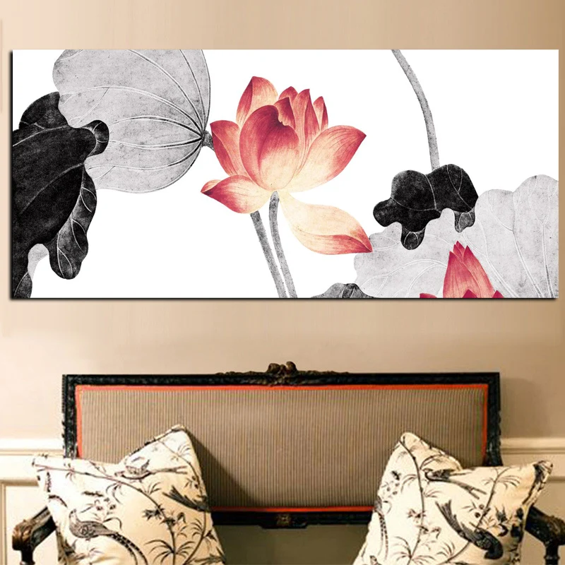 Creative HD Print Wall Art Picture Traditional Chinese Calligraphy Painting Koi Fish Lotus Canvas Prints For Living Room Cuadros (2)