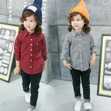 DFXD/ г., повседневные хлопковые школьные блузки для девочек г. Детская рубашка в клетку с длинными рукавами и пуговицами Весенняя детская одежда в Корейском стиле для детей от 2 до 8 лет