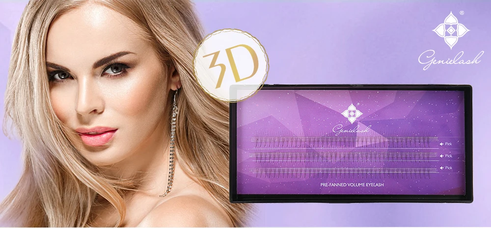 Fácil de Escolher Pacotes de Cílios 3d para Extensões de Cílios Genielash Pré-fabricado Cílios Pré-fabricados Volume Maquiagem Fãs 3d 10 Genielash pré-fabricado fãs 3d cílios pré-fabricados fácil